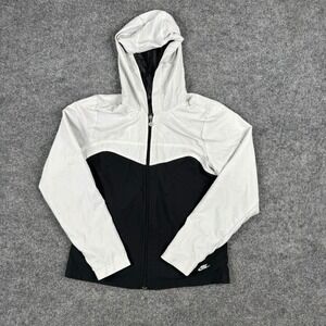 Nike Windbreaker Jacket Womens Size S Black White Colorblock Hooded Mesh‎ Lined
